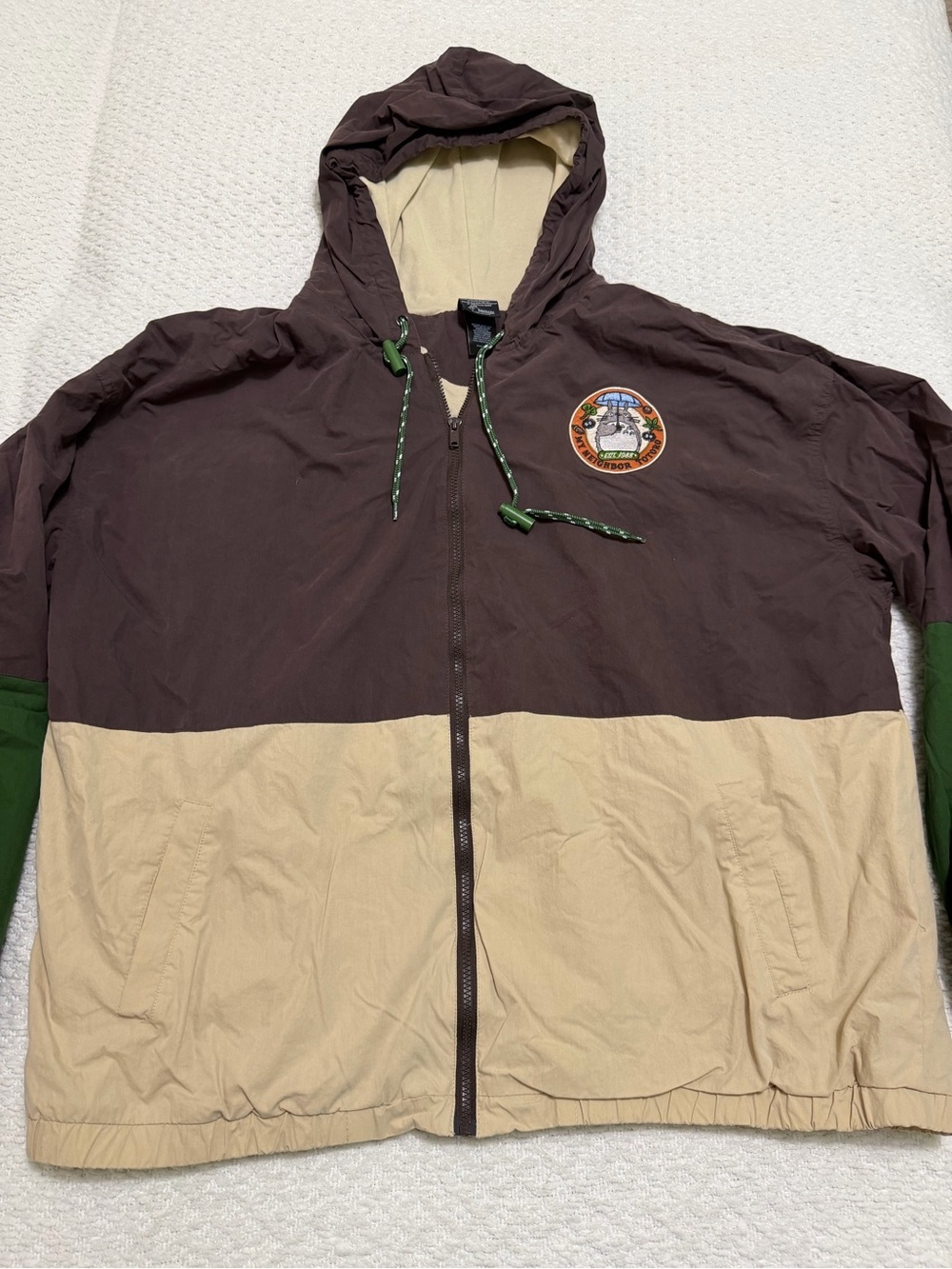 Rare Studio Ghibli My Neighbor Totoro Color Block Windbreaker Jacket Size 4XL
